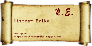 Mittner Erika névjegykártya
